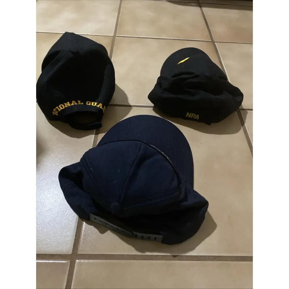 Vintage Hats Navy National Guard and NRA Snapbacks Lot of 3